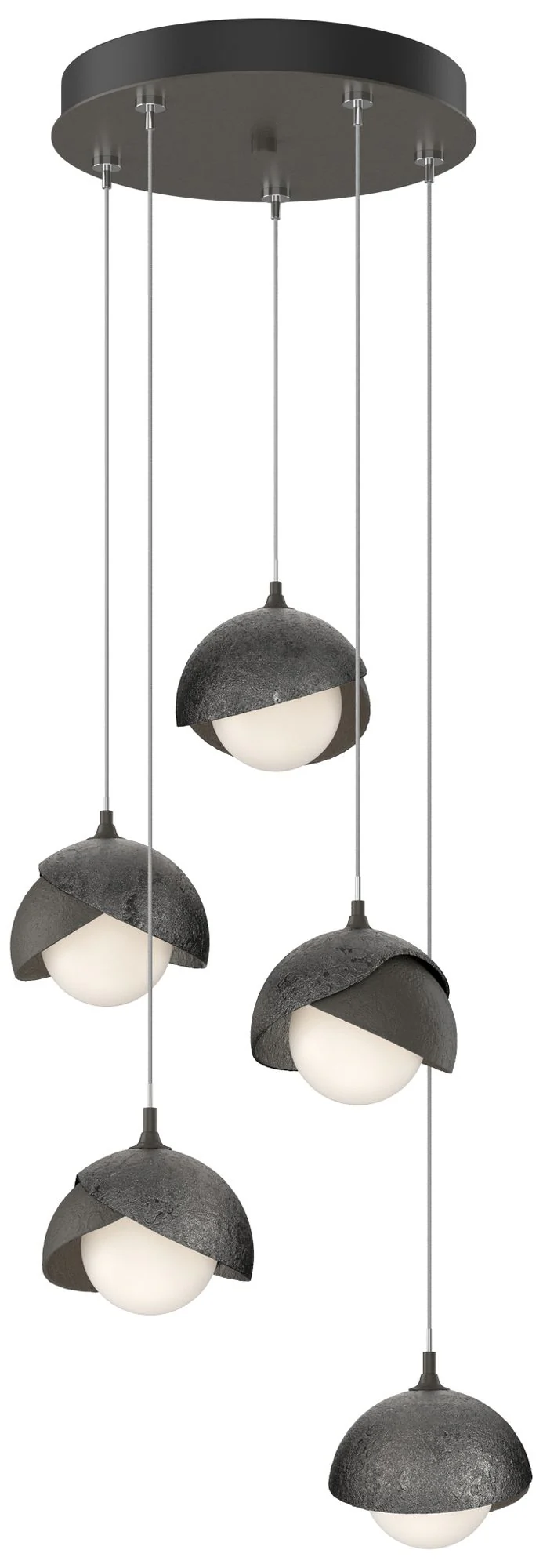 Brooklyn 16"W 5-Light Ink Accented Smoke Standard Double Shade Pendant - Image 1