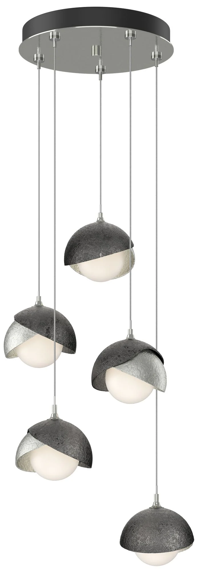 Brooklyn 16"W 5-Light Ink Accented Sterling Standard Double Shade Pend - Image 1