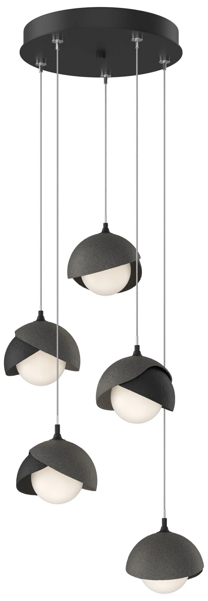 Brooklyn 16"W 5-Light Iron Accented Black Standard Double Shade Pendan - Image 1