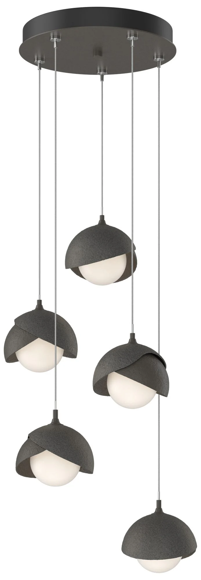 Brooklyn 16"W 5-Light Iron Accented Dark Smoke Long Double Shade Penda - Image 1