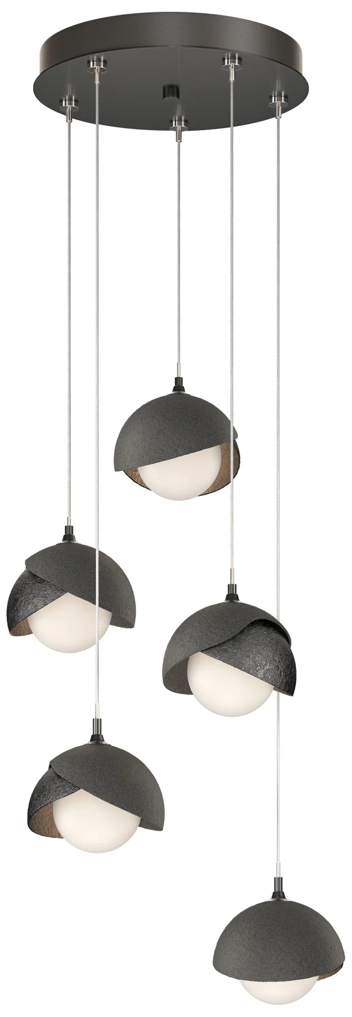 Brooklyn 16"W 5-Light Iron Accented Ink Standard Double Shade Pendant - Image 1