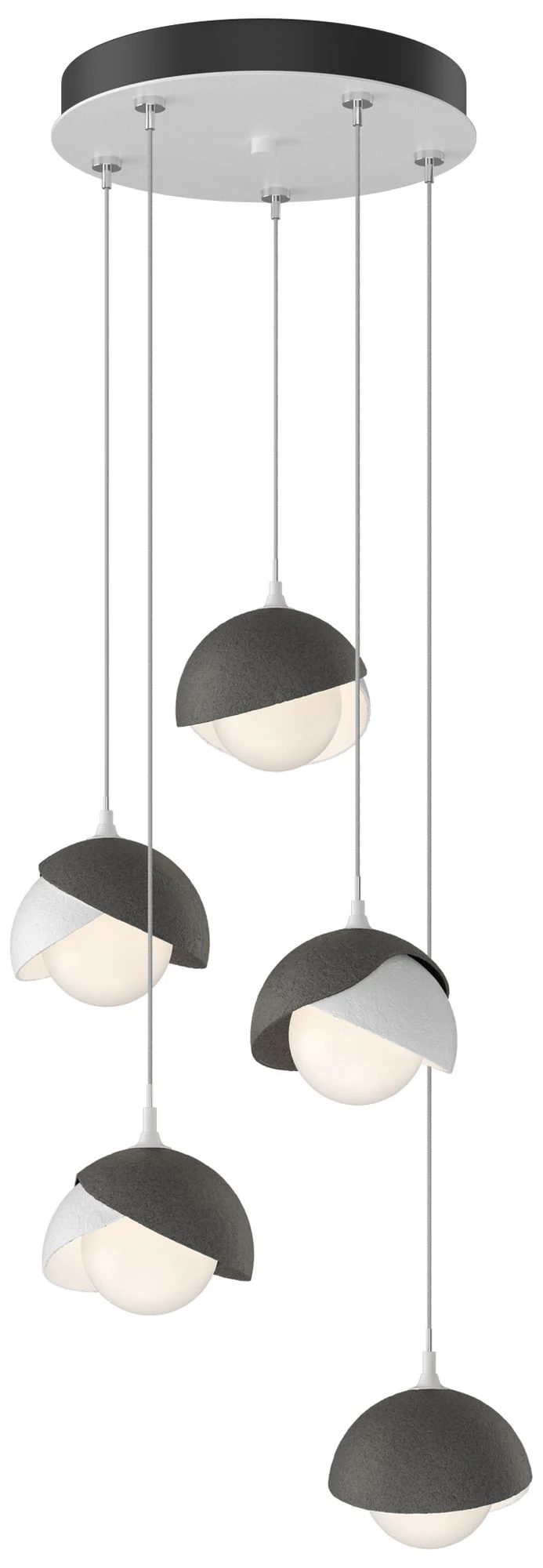 Brooklyn 16"W 5-Light Iron Accented White Standard Double Shade Pendan - Image 1