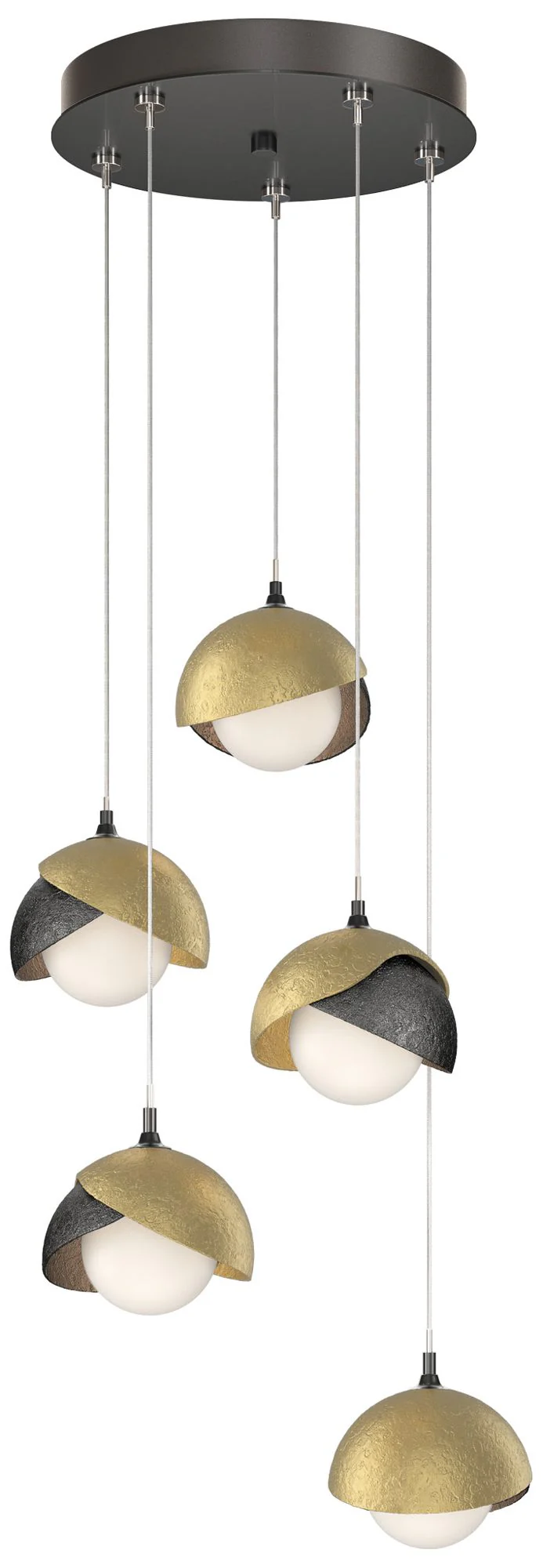 Brooklyn 16"W 5-Light Modern Brass Accented Ink Long Double Shade Pend - Image 1