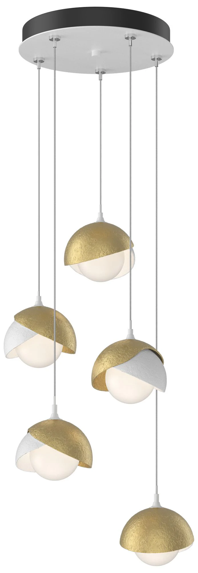Brooklyn 16"W 5-Light Modern Brass Accented White Long Double Shade pendant - Image 1
