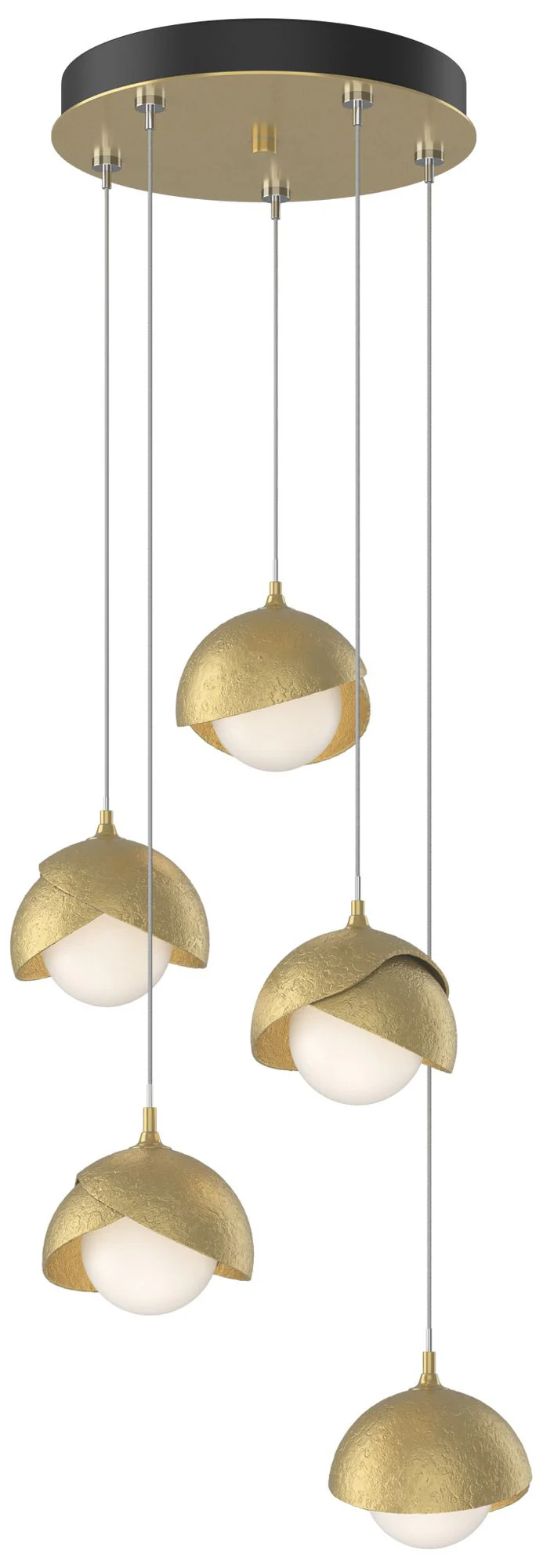 Brooklyn 16"W 5-Light Modern Brass Long Double Shade Pendant - Image 1