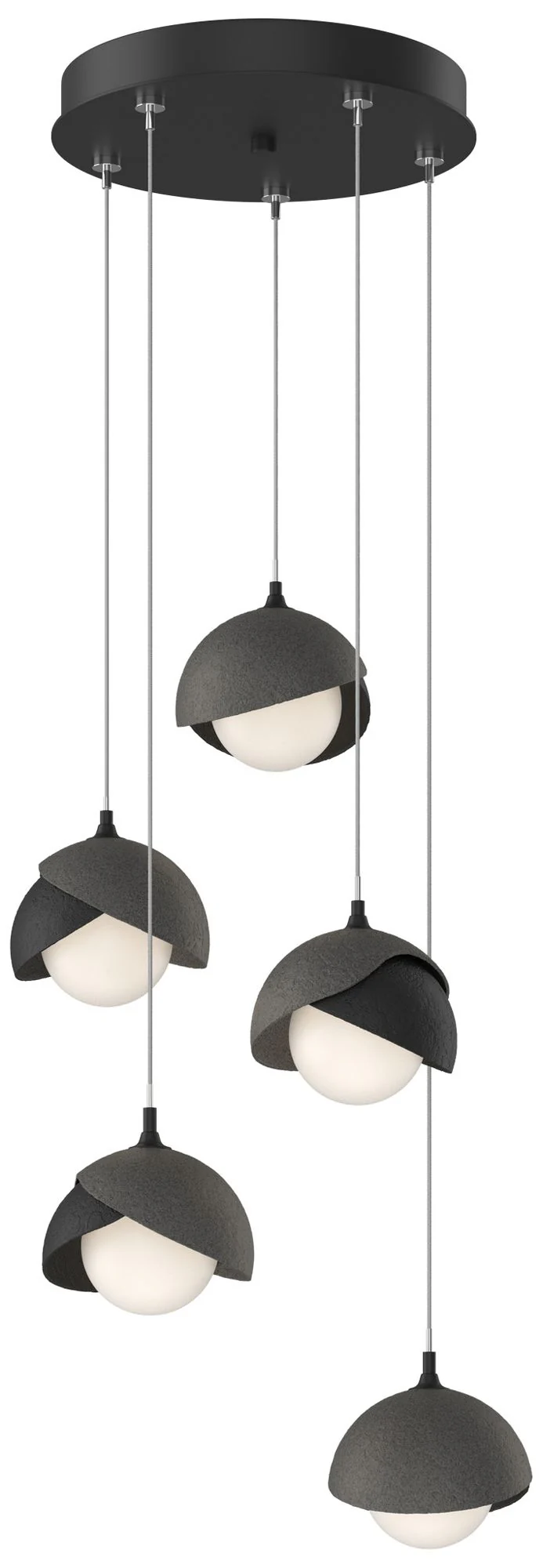 Brooklyn 16"W 5-Light Natural Iron Accented Black Long Double Shade Pe - Image 1