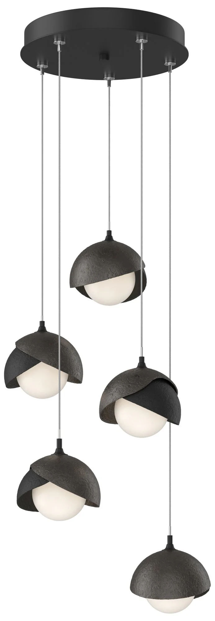Brooklyn 16"W 5-Light Oiled Bronze Accented Black Double Shade Pendant - Image 1