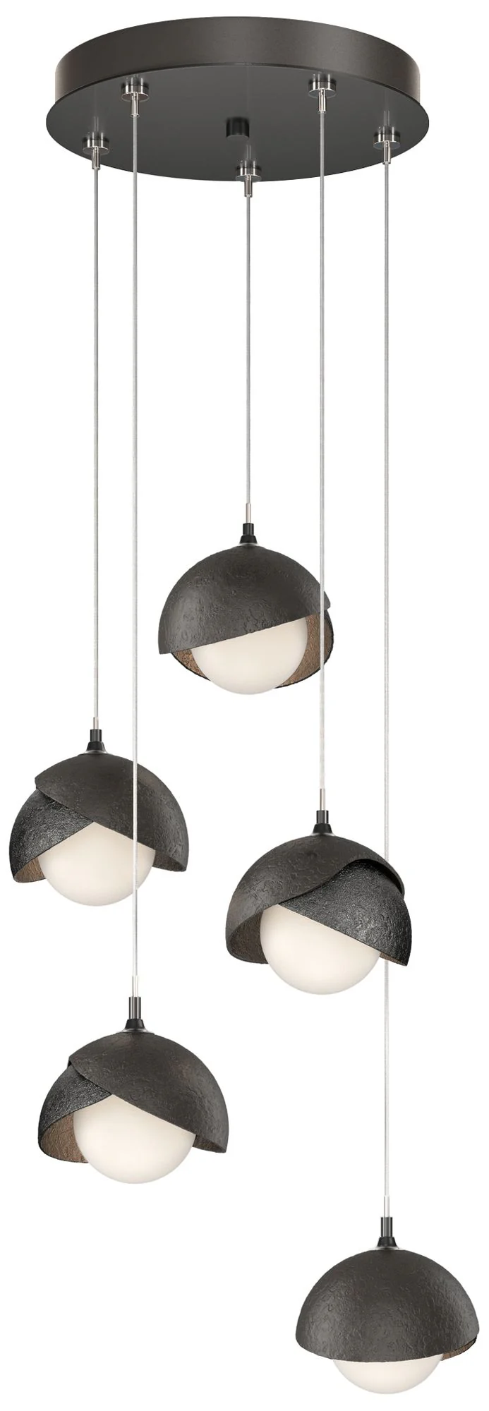 Brooklyn 16"W 5-Light Oiled Bronze Accented Ink Double Shade Pendant - Image 1