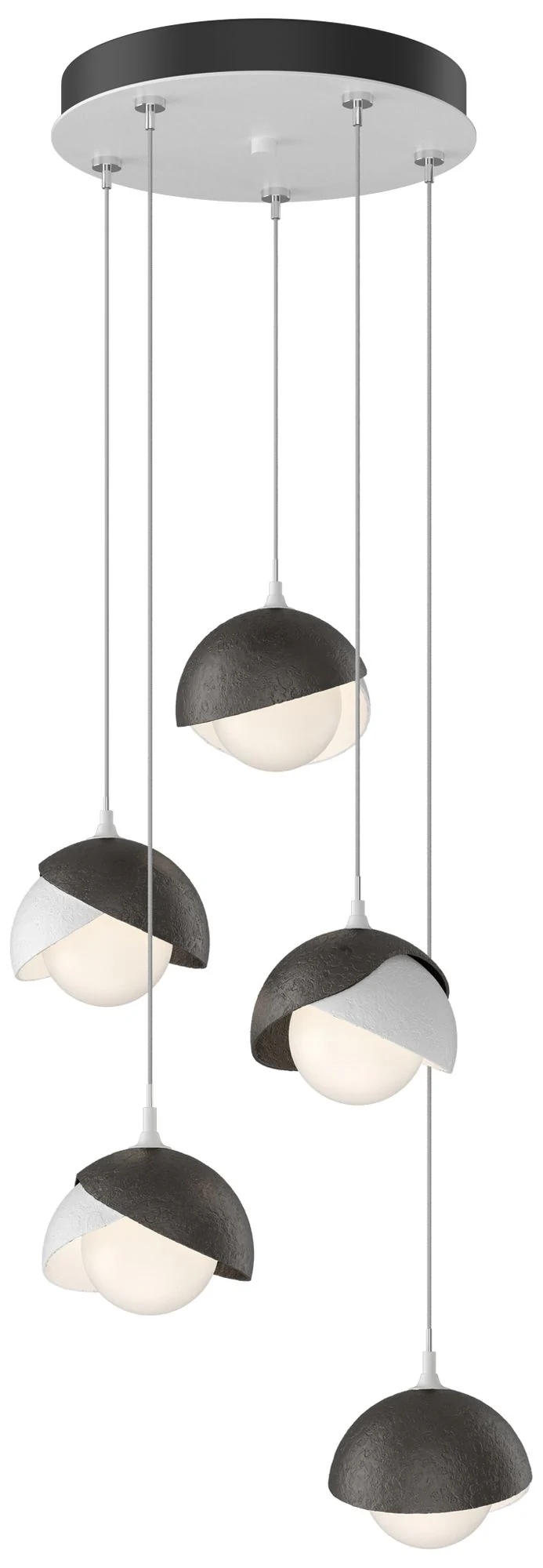 Brooklyn 16"W 5-Light Oiled Bronze Accented White Double Shade Pendant - Image 1
