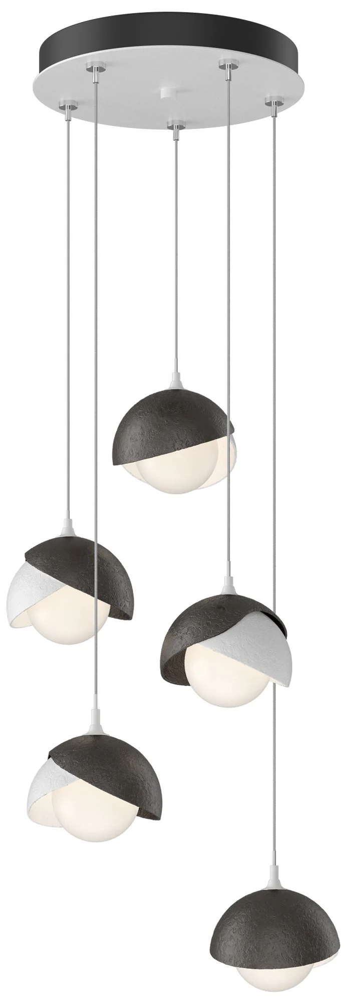 Brooklyn 16"W 5-Light Oiled Bronze Accented White Long Double Shade Pendant - Image 1