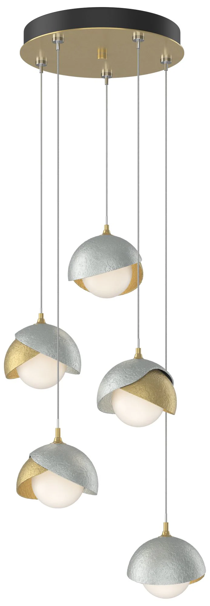 Brooklyn 16"W 5-Light Platinum Accented Brass Standard Double Shade Pe - Image 1