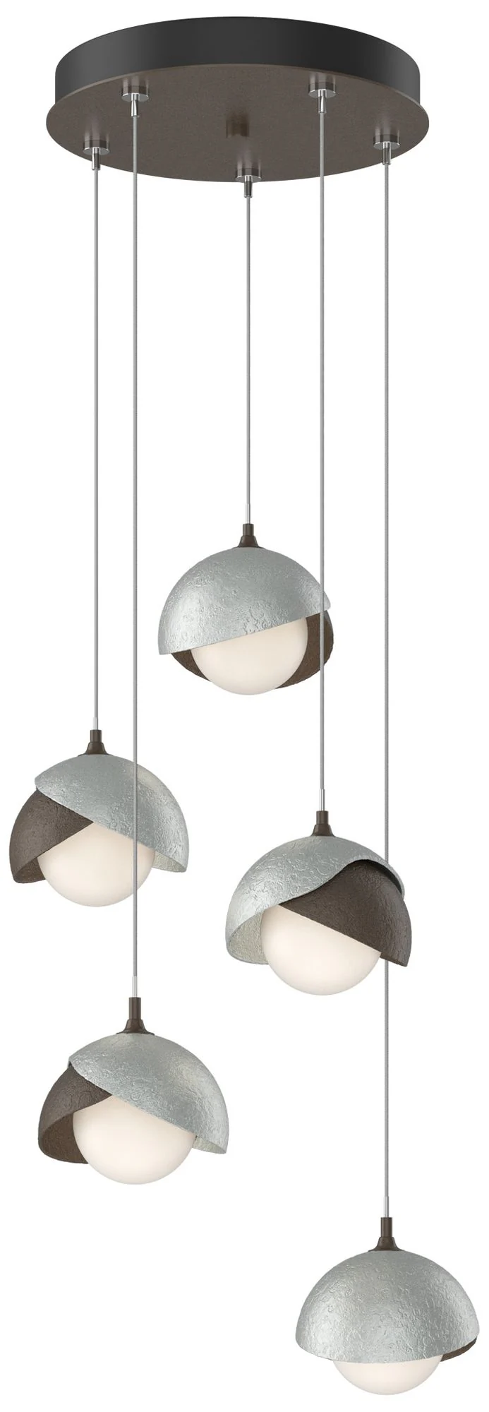 Brooklyn 16"W 5-Light Platinum Accented Bronze Long Double Shade Penda - Image 1