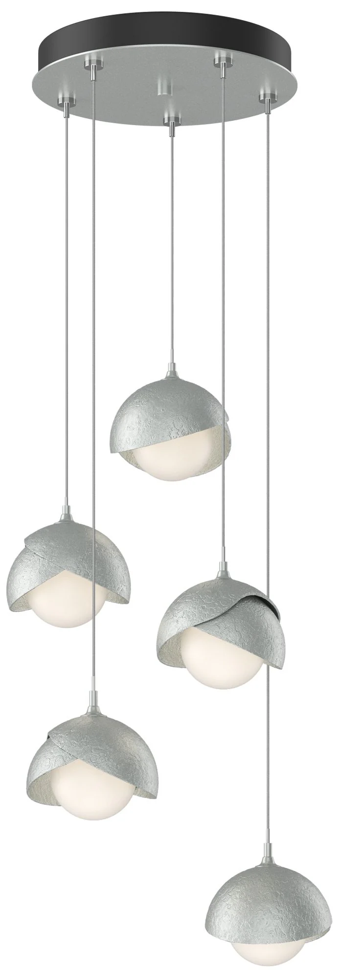 Brooklyn 16"W 5-Light Platinum Accented Platinum Double Shade Pendant - Image 1
