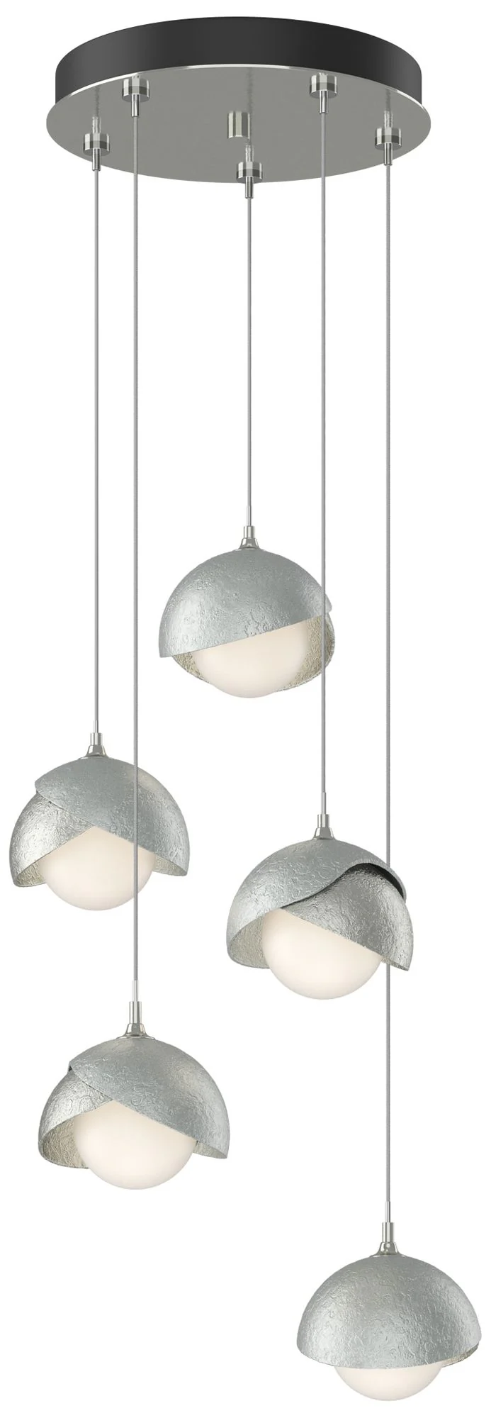 Brooklyn 16"W 5-Light Platinum Accented Sterling Double Shade Pendant - Image 1