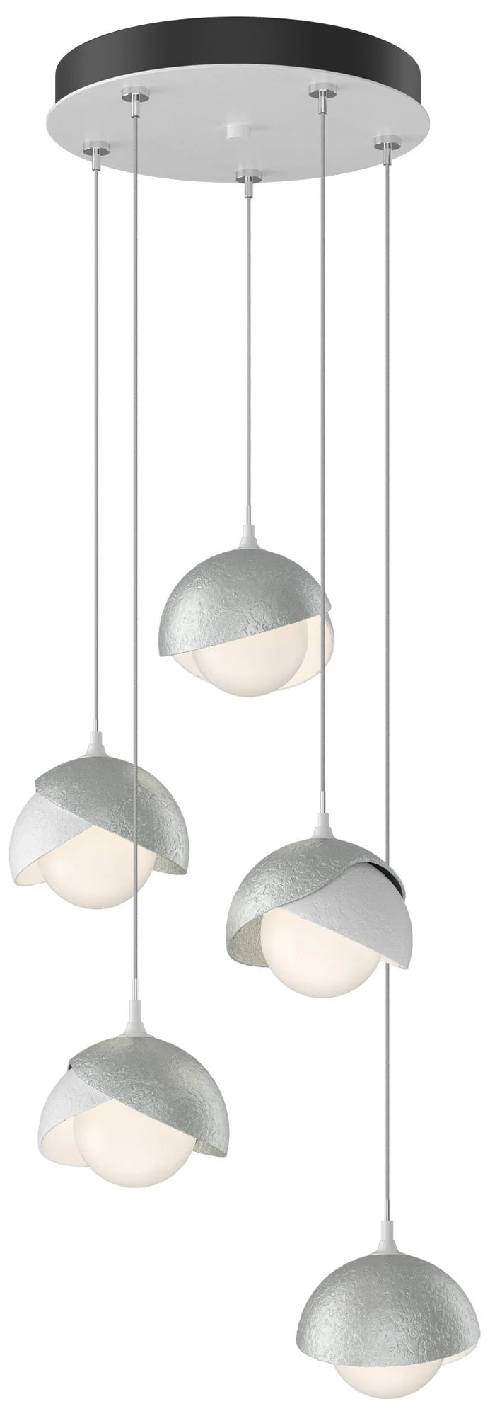 Brooklyn 16"W 5-Light Platinum Accented White Long Double Shade pendant - Image 1