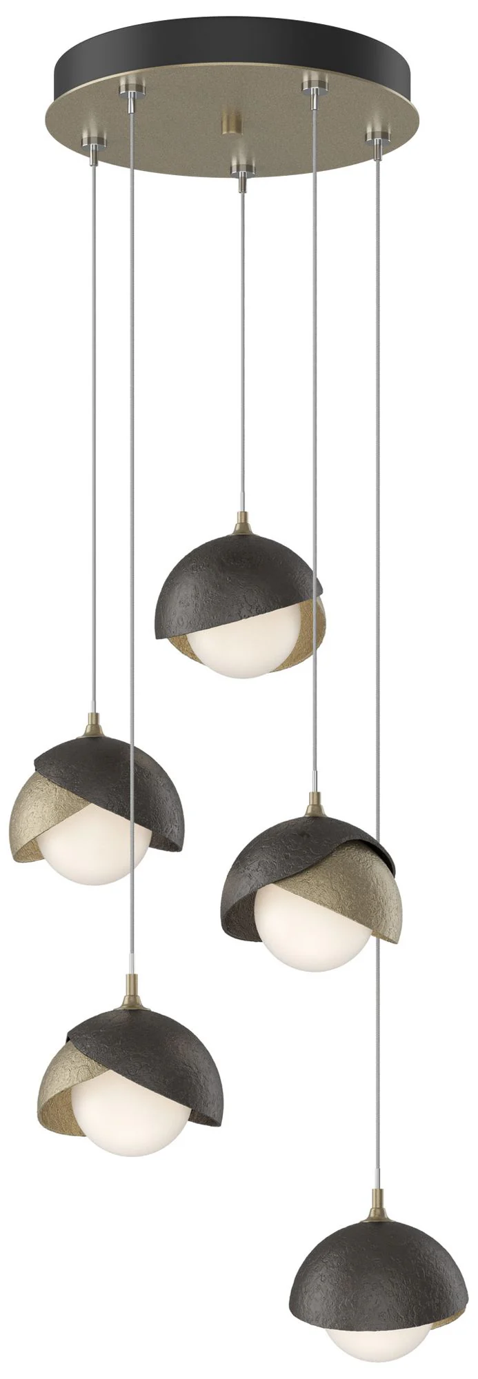 Brooklyn 16"W 5-Light Rubbed Bronze Accented Gold Long Double Shade Pe - Image 1