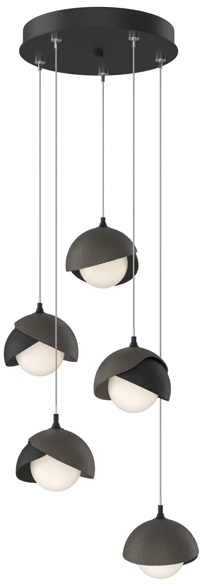 Brooklyn 16"W 5-Light Smoke Accented Black Standard Double Shade Penda - Image 1