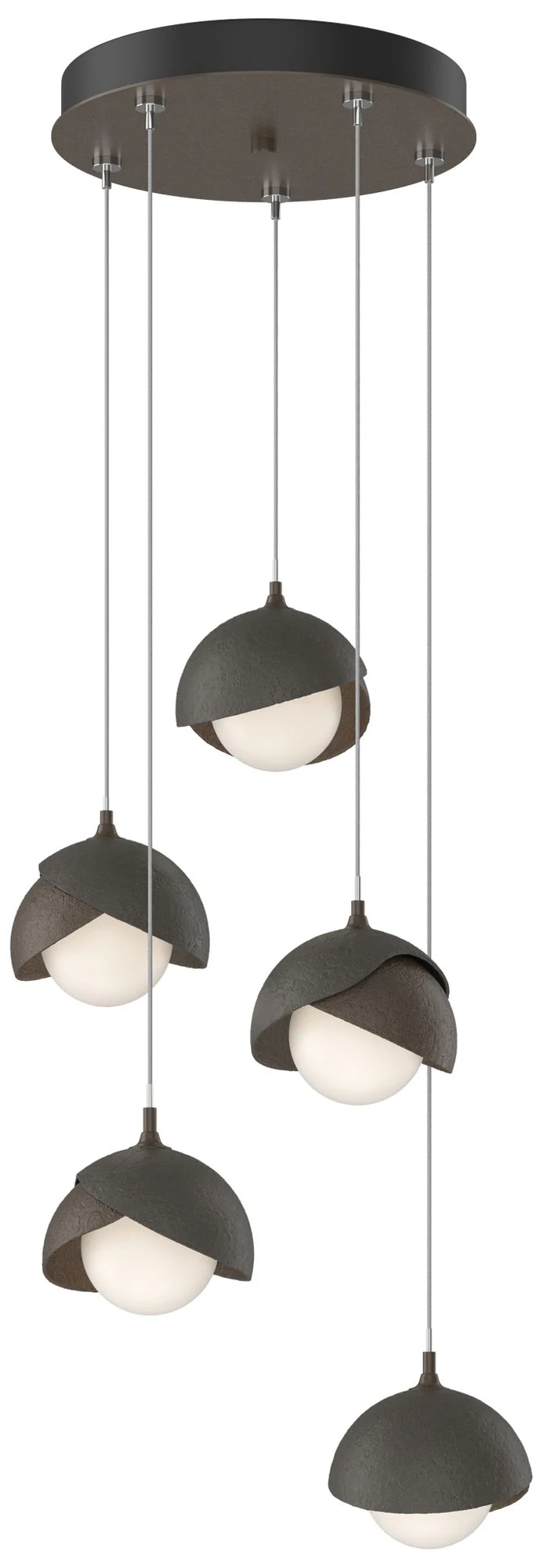 Brooklyn 16"W 5-Light Smoke Accented Bronze Standard Double Shade Pend - Image 1