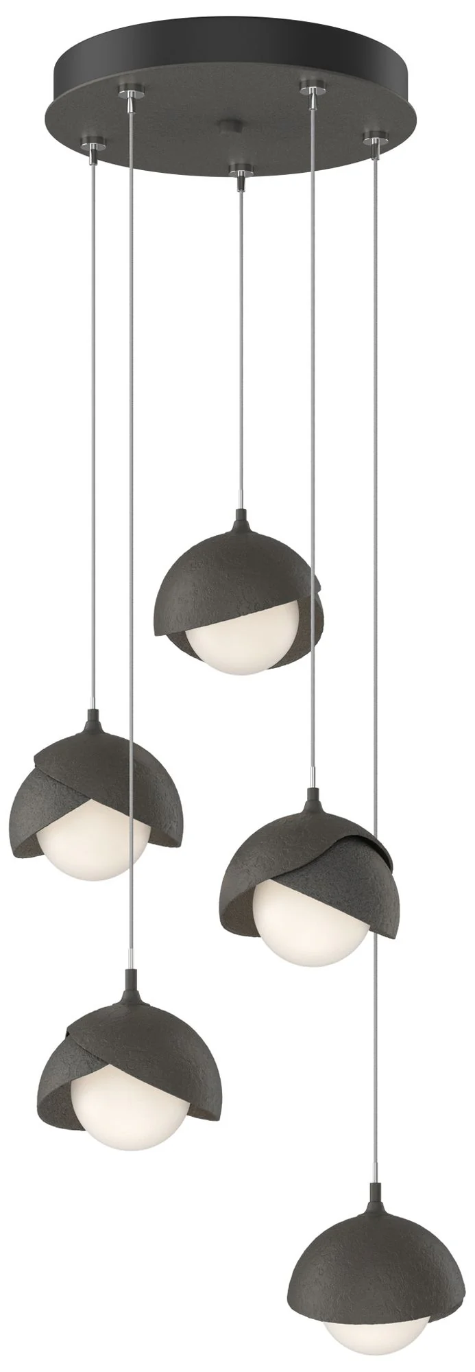 Brooklyn 16"W 5-Light Smoke Accented Iron Standard Double Shade Pendan - Image 1