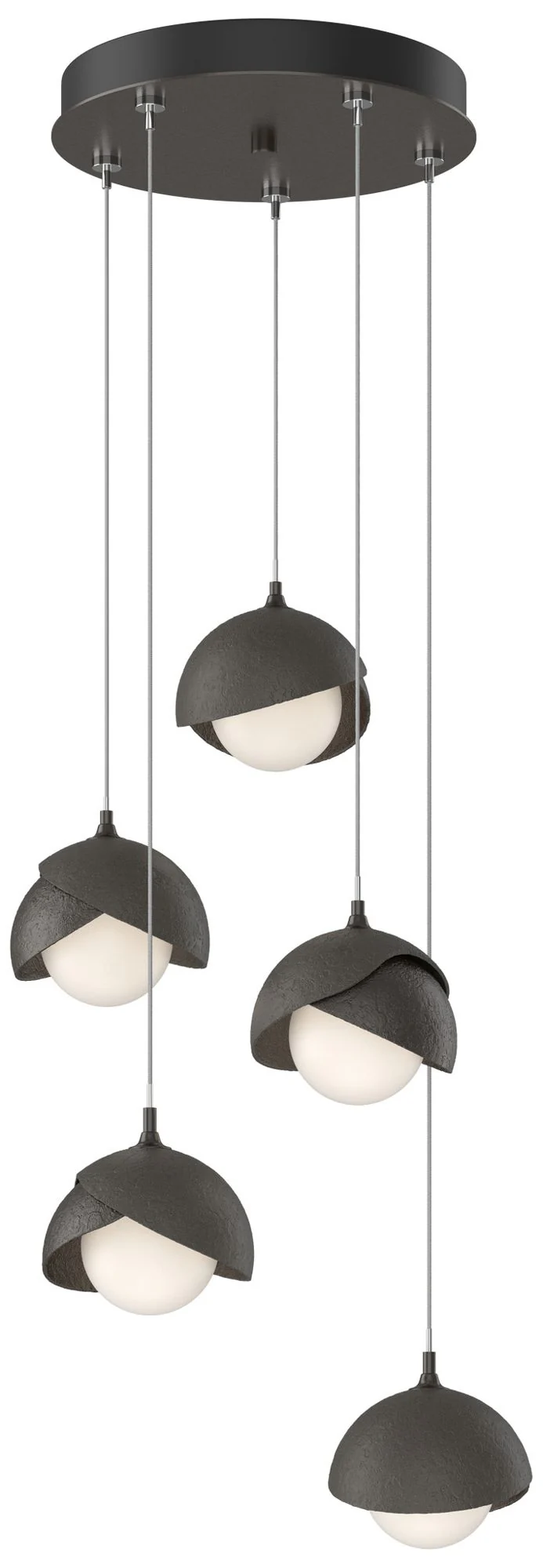 Brooklyn 16"W 5-Light Smoke Accented Oiled Bronze Long Double Shade Pendant - Image 1