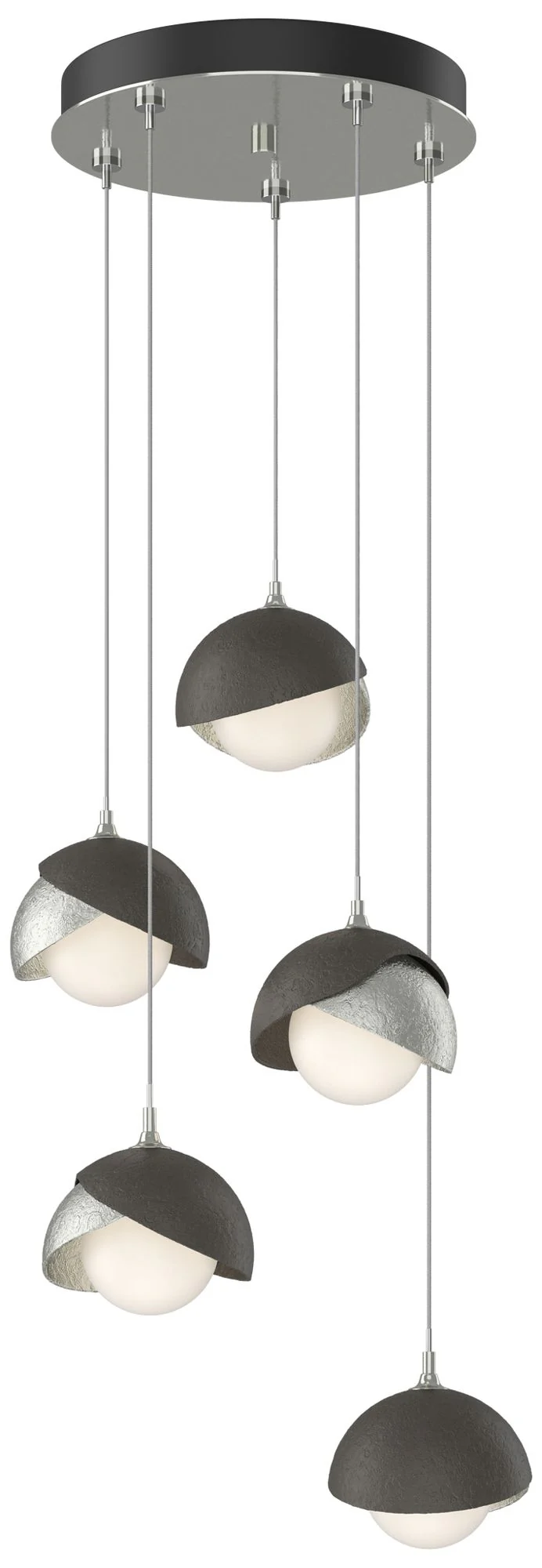 Brooklyn 16"W 5-Light Smoke Accented Sterling Standard Double Shade Pe - Image 1
