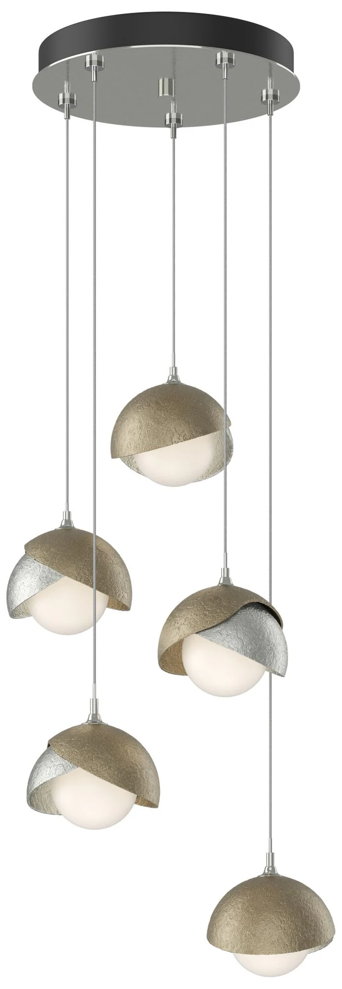 Brooklyn 16"W 5-Light Soft Gold Accented Sterling Long Double Shade Pe - Image 1