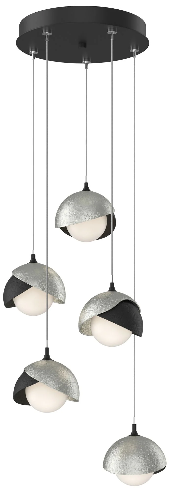 Brooklyn 16"W 5-Light Sterling Accented Black Standard Double Shade Pe - Image 1