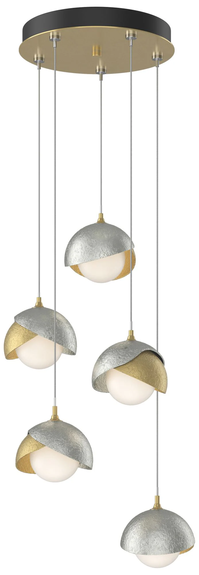 Brooklyn 16"W 5-Light Sterling Accented Brass Standard Double Shade Pe - Image 1