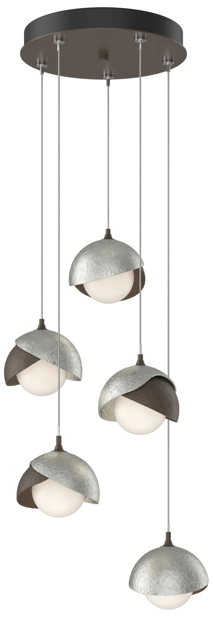 Brooklyn 16"W 5-Light Sterling Accented Bronze Long Double Shade Penda - Image 1