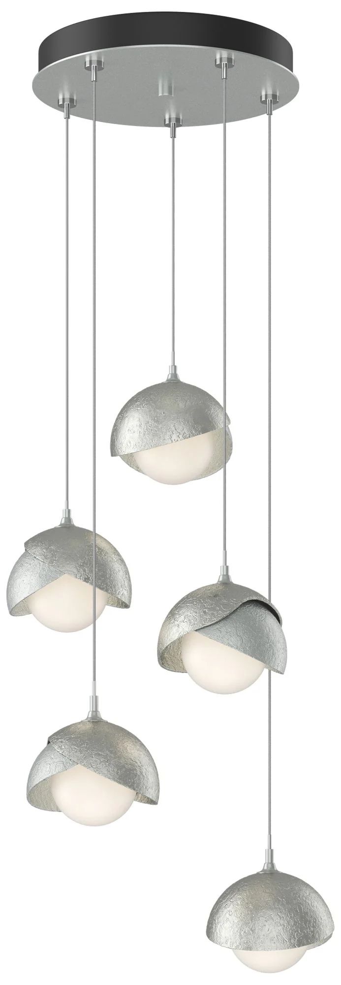 Brooklyn 16"W 5-Light Sterling Accented Platinum Double Shade Pendant - Image 1