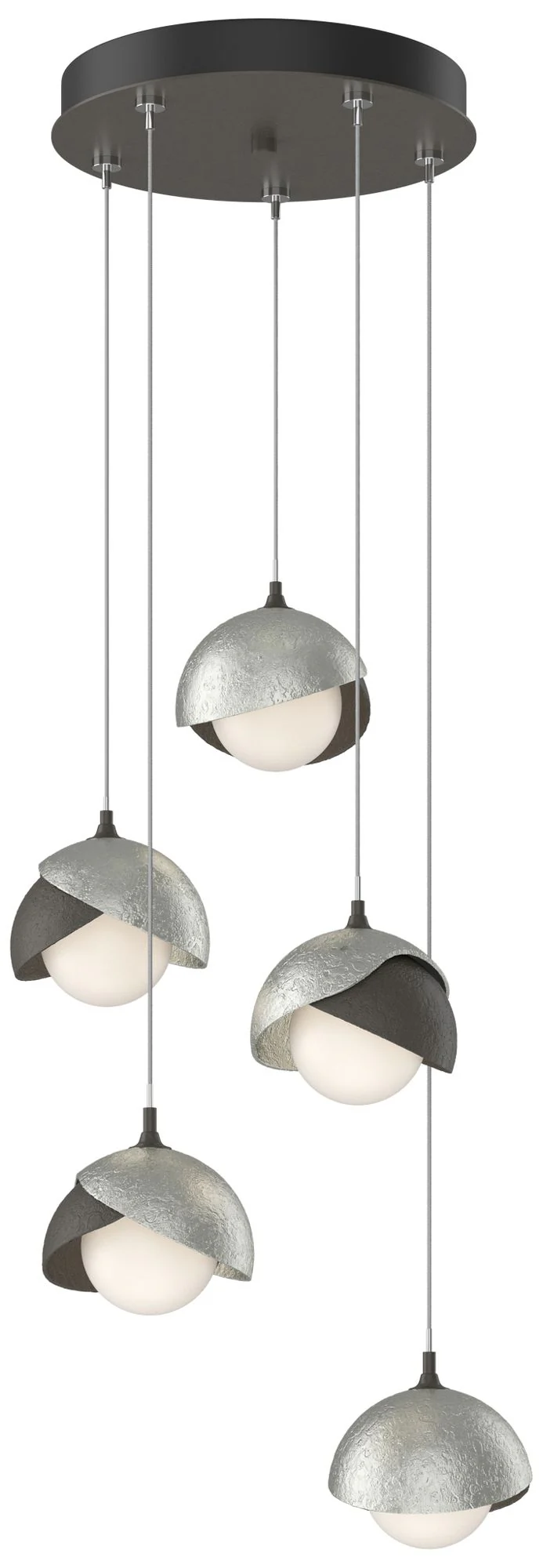 Brooklyn 16"W 5-Light Sterling Accented Smoke Standard Double Shade Pe - Image 1