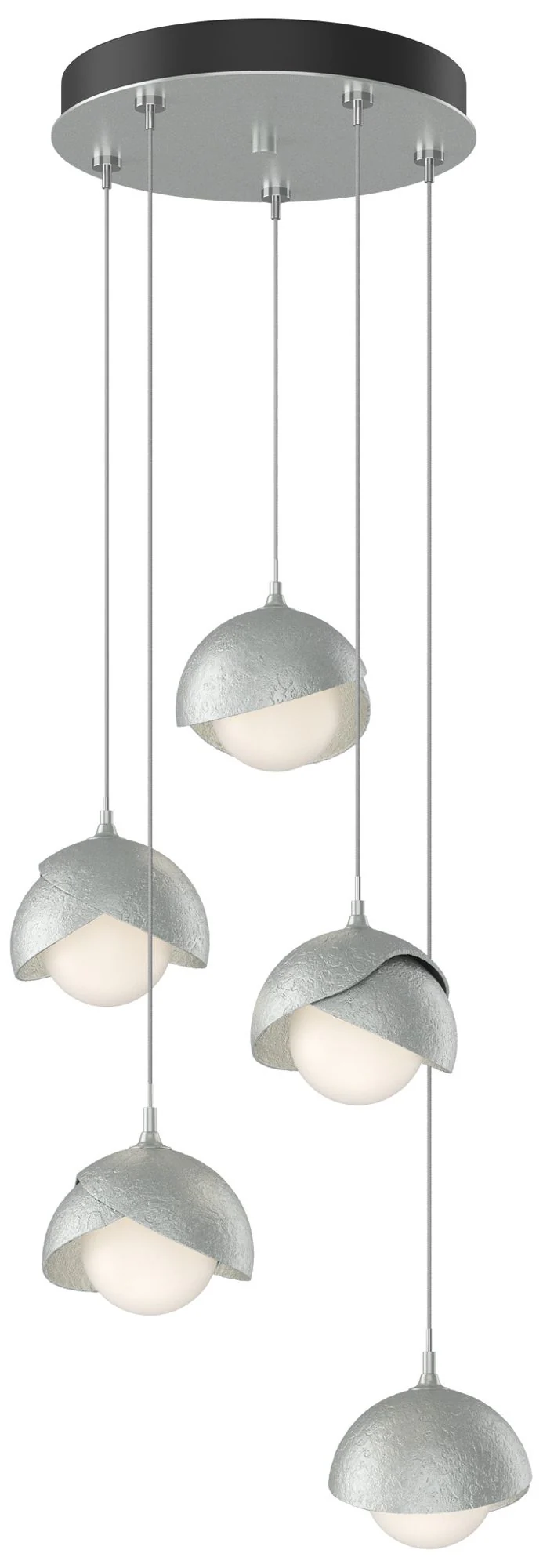 Brooklyn 16"W 5-Light Vintage Platinum Long Double Shade Pendant - Image 1