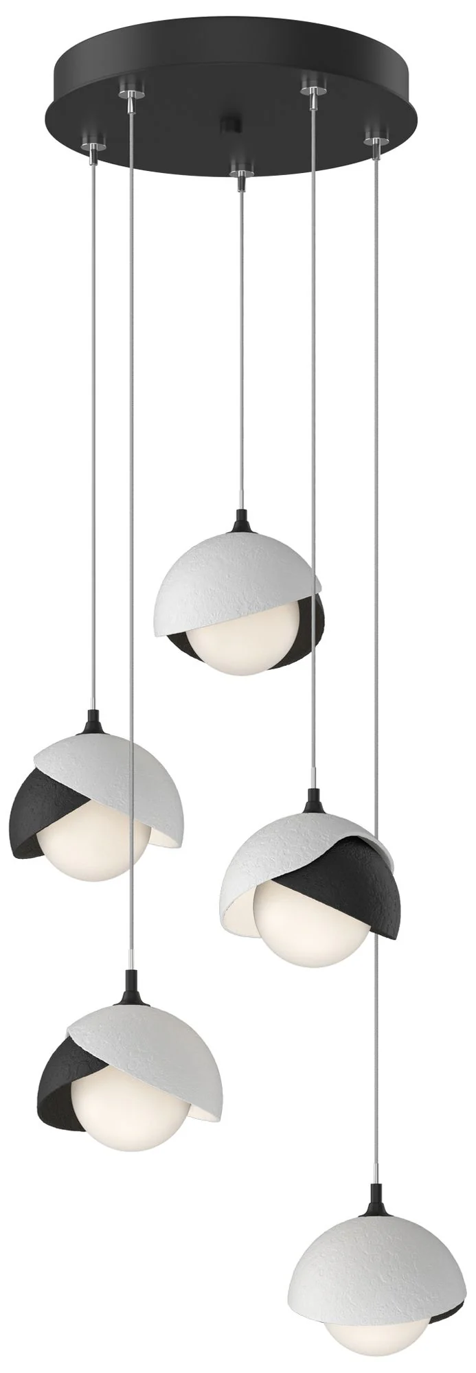 Brooklyn 16"W 5-Light White Accented Black Standard Double Shade Penda - Image 1