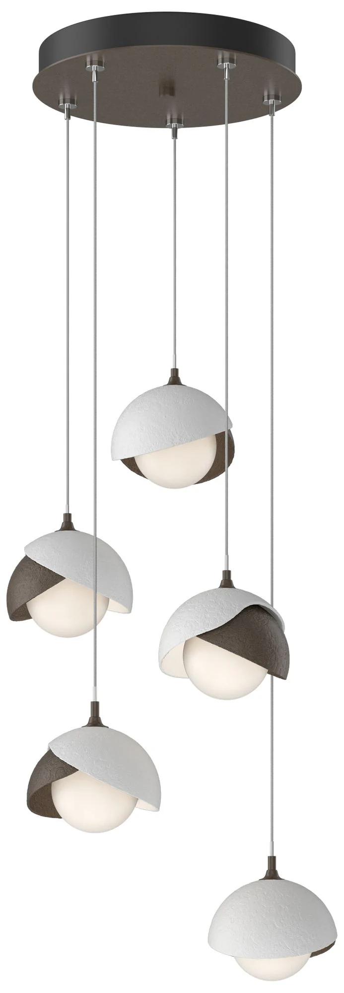 Brooklyn 16"W 5-Light White Accented Bronze Standard Double Shade Pend - Image 1