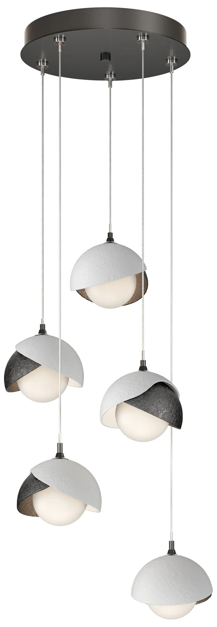 Brooklyn 16"W 5-Light White Accented Ink Standard Double Shade Pendant - Image 1