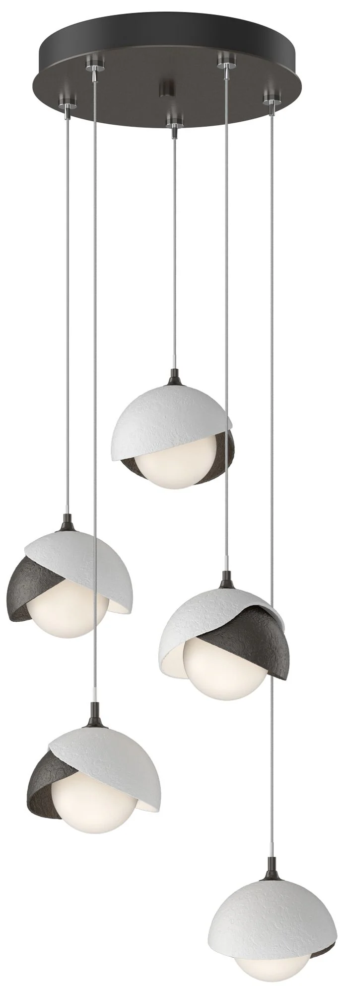 Brooklyn 16"W 5-Light White Accented Oiled Bronze Double Shade Pendant - Image 1