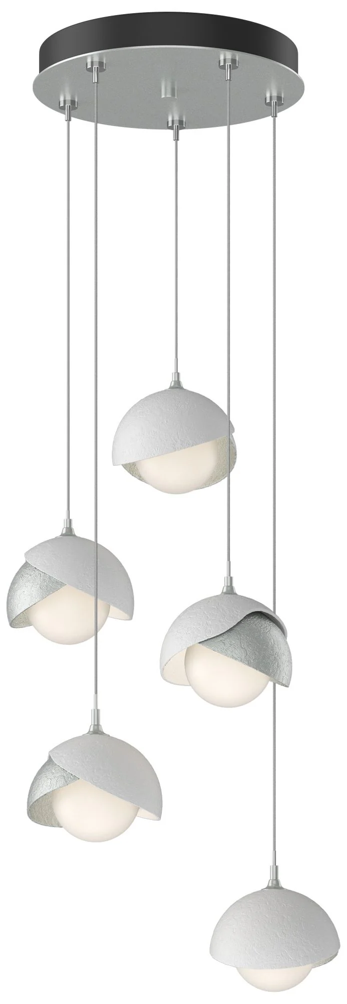 Brooklyn 16"W 5-Light White Accented Platinum Long Double Shade Pendan - Image 1