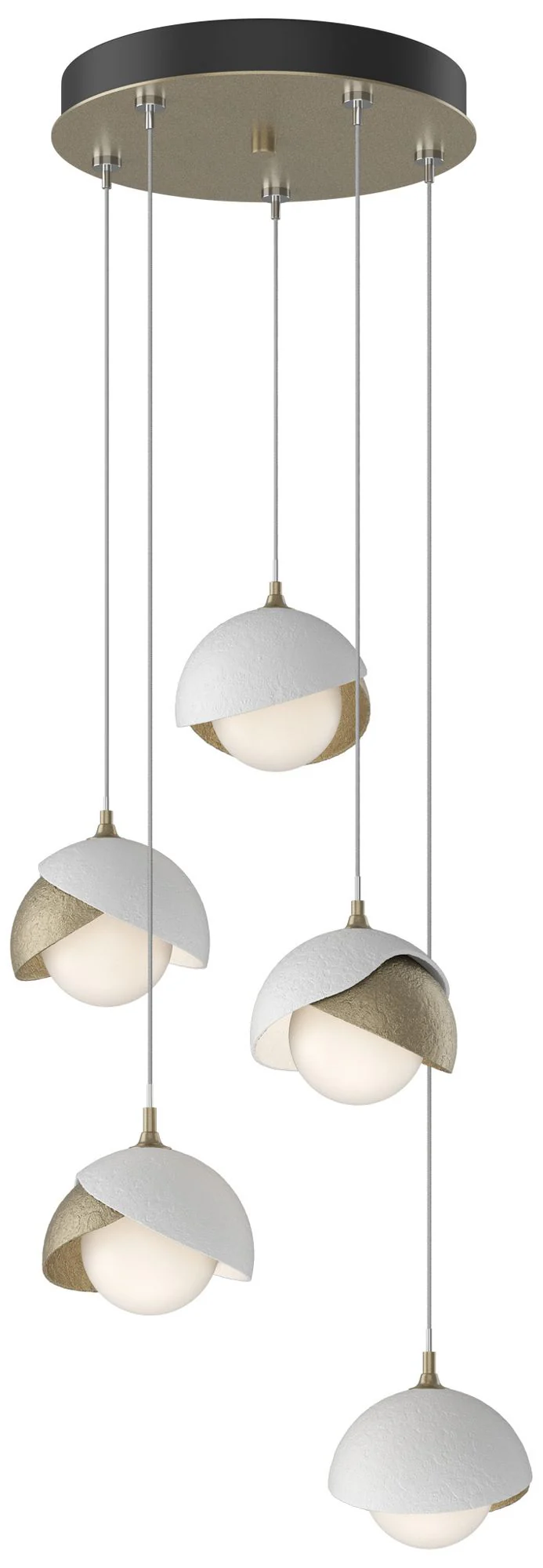 Brooklyn 16"W 5-Light White Accented Soft Gold Long Double Shade Penda - Image 1