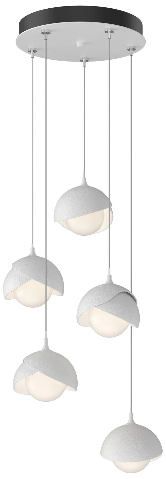 Brooklyn 16"W 5-Light White Accented White Long Opal Double Shade pendant - Image 1