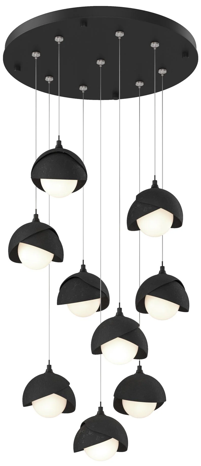 Brooklyn 20.5" 9-Light Black & Black Round Long 2-Shade Pendant - Image 1