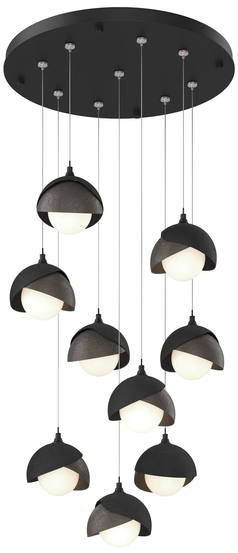 Brooklyn 20.5" 9-Light Black & Dark Smoke Round Long 2-Shade Penda - Image 1