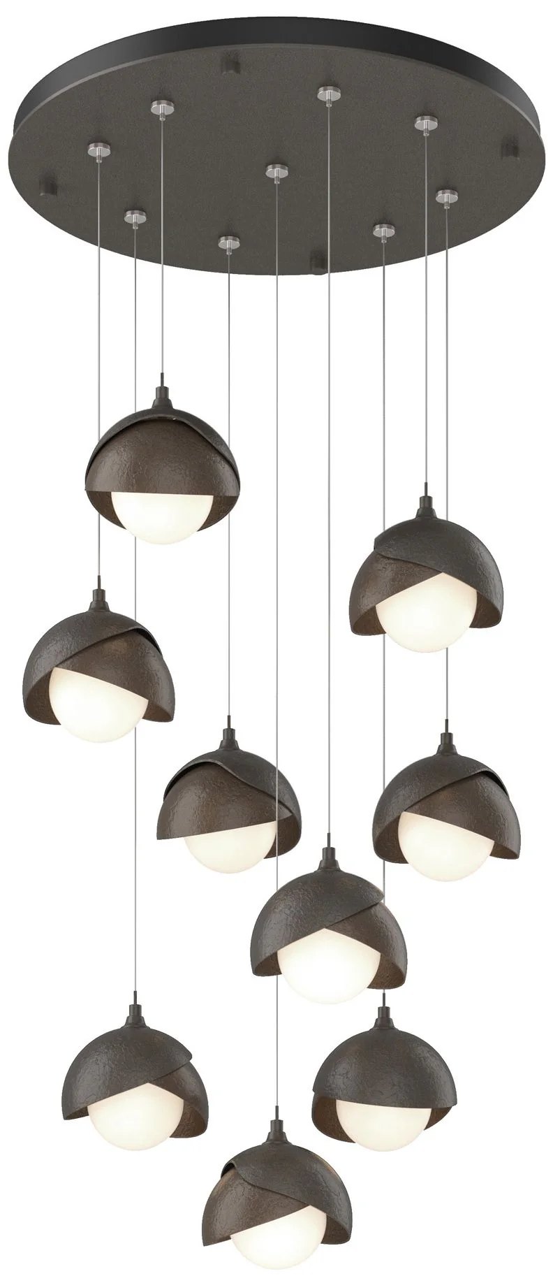 Brooklyn 20.5" 9-Light Dark Smoke & Bronze Round Long 2-Shade Pend - Image 1
