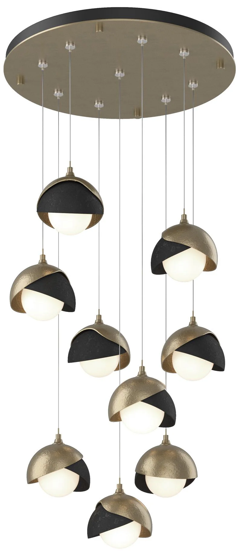 Brooklyn 20.5" 9-Light Gold & Black Round Long 2-Shade Pendant - Image 1