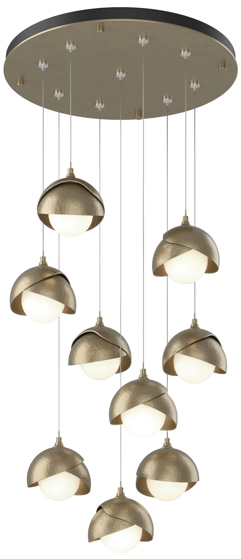 Brooklyn 20.5" 9-Light Gold & Gold Round Long 2-Shade Pendant - Image 1