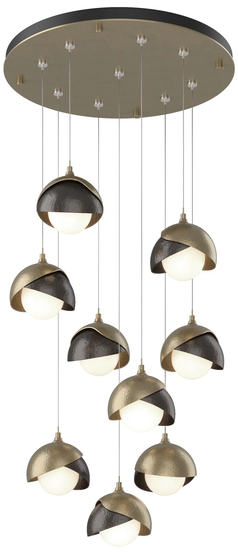 Brooklyn 20.5" 9-Light Gold & Oil Rubbed Bronze Round Long 2-Shade - Image 1