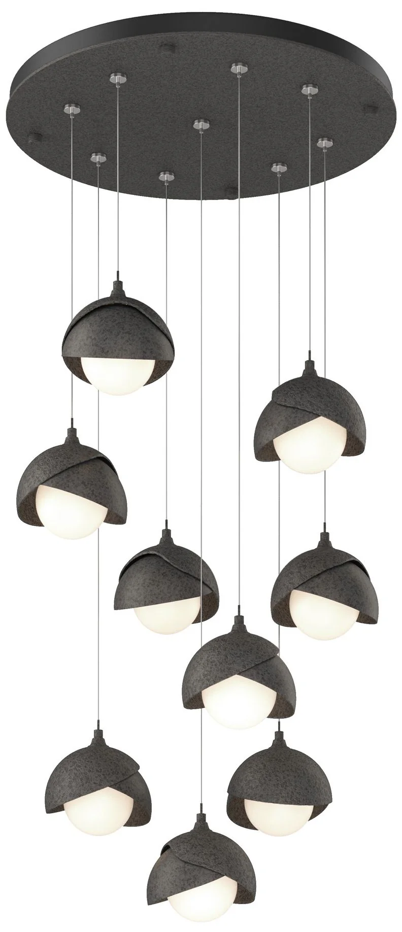 Brooklyn 20.5" 9-Light Iron & Iron Round Long 2-Shade Pendant - Image 1