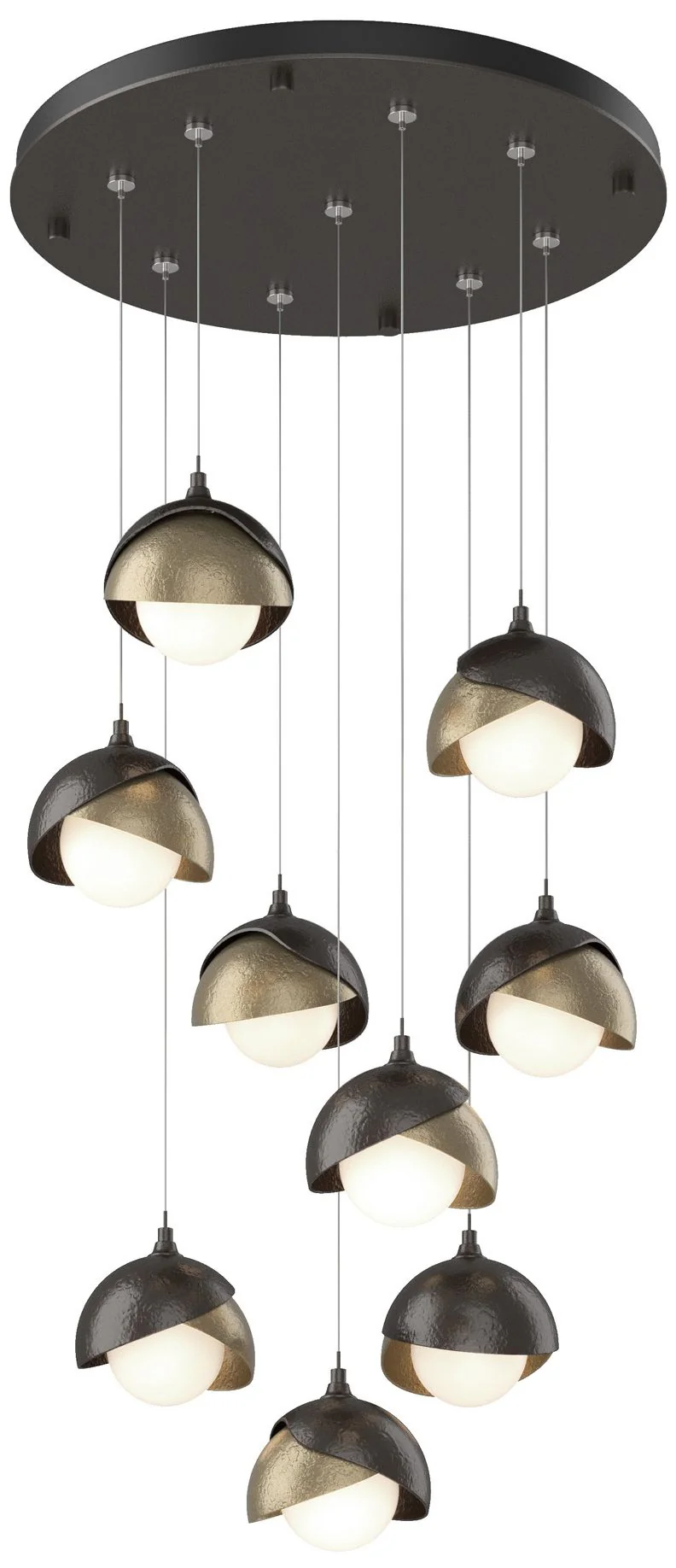 Brooklyn 20.5" 9-Light Oil Rubbed Bronze & Gold Round Long 2-Shade - Image 1