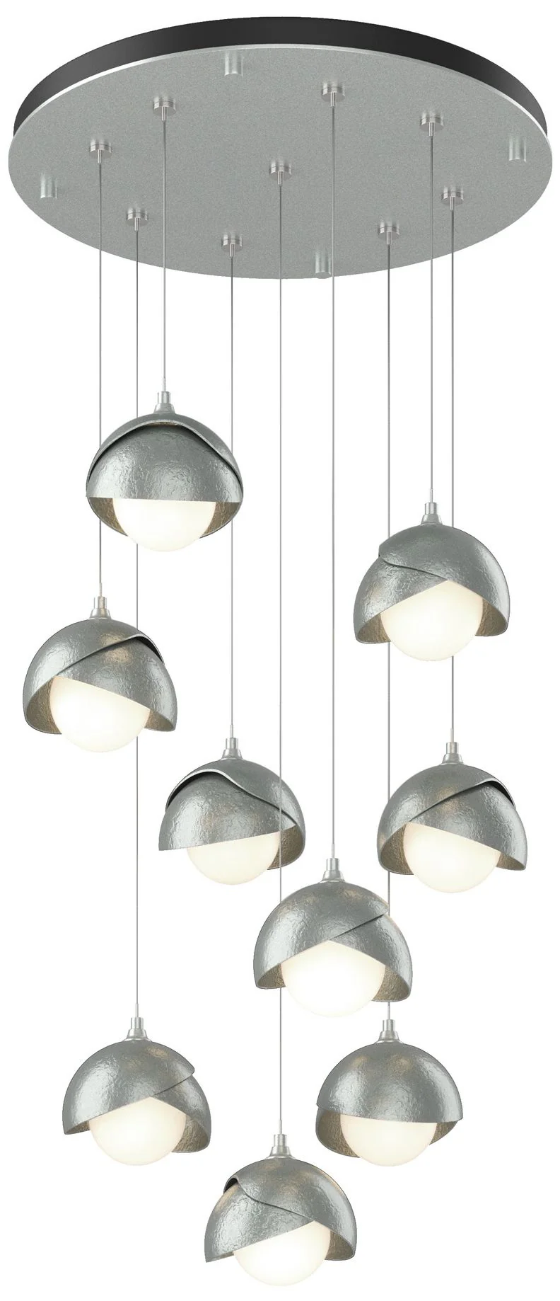 Brooklyn 20.5" 9-Light Platinum & Platinum Round Long 2-Shade Pend - Image 1