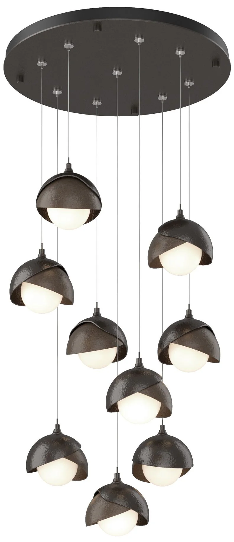 Brooklyn 20.5" 9-Light Rubbed Bronze & Bronze Round Long 2-Shade P - Image 1