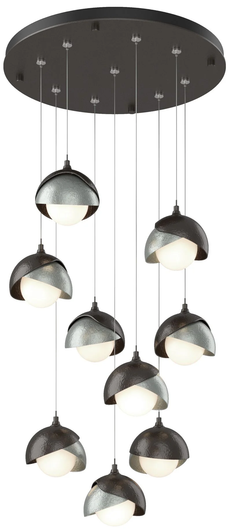Brooklyn 20.5" 9-Light Rubbed Bronze & Platinum Round Long 2-Shade - Image 1